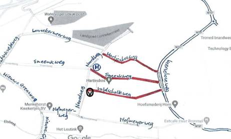 Kaartje met verzamelplek Veldscholtenweg