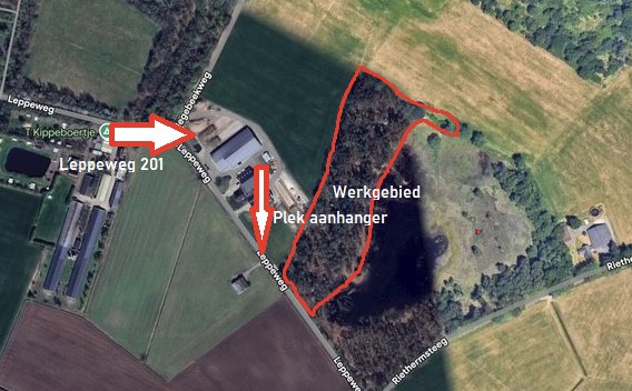 Luchtfoto van de Leppeweg met ons werkgebied in het Usselerveen