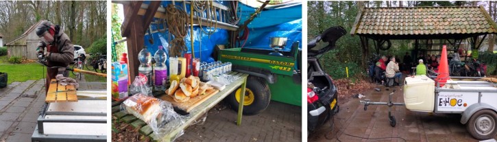 Reparatie gereedschap en beelden van de lunch